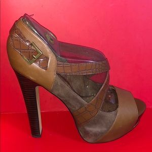 Brown heeled sandals